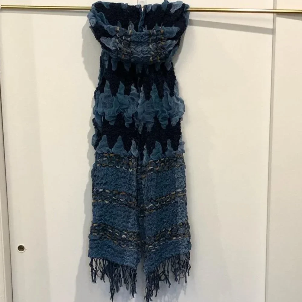 Multi-Shade Blue Scrunched Scarf